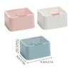 Storage Boxes Box With Transparent Lid Plastic Double-Compartments Organizer Dustproof Cotton Pad Holder Bathroom Dormitory Pink