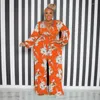 Spodnie Plus size kobiety 5xl kombinezon jesienna kwiatowy nadruk jednopiemiany One Piece Stroit Sexy Fashion szeroko nogi spodnie Lady V Nakień Fall Tkanina Hurtowa