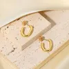 Boucles d'oreilles créoles résistantes à l'eau, plaqué or 18 carats, forme ovale, bijoux, cadeau, boucle d'oreille en acier inoxydable pour femmes