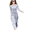 Casual Dresses 2023 Autumn Winter Modal Long Sleeve Maxi Dress Boho High Waist Plus Size Femme Women Basic ZY1258