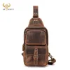 Taille Taschen Männer Dicke Crazy Horse Leder Vintage Crossbody Brust Sling Design Reise Eine Schulter Daypack Für Männliche 1315 230106