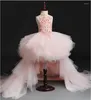 Meisje jurken bloem tule eerste communie jurk lange achterstand van peuter feest prinses bruiloft optocht avondjurk