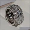 Wedding Rings Choucong Top Sell Drop Ship Luxe sieraden 925 Sterling Sier Princess Cut White Topaz CZ Diamond Gemstones Promise Wom Dhsoe