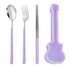 Zestawy naczyń obiadowych 2/3PC Portable Cutlery Set z gitarową pudełkiem ze stali nierdzewnej koreańskie pałeczki łyżki widelca