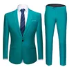 Costumes pour hommes Hommes Slim Fit Business Uniforme Bureau Costume Mariage Groom Party 2 pièces Veste Pantalon Notch Revers Bouton unique Formel Casual