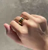 Made in Italy Designer F Ring Extravagant Enamel Hollow Gold Sier Rose Stainless Steel Letter Rings Black White Women Men Wedding Jewelry