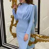 Casual Dresses Insta Fashion Temperament Dress Women 2023 Spring European And American Women's Waist Western Solid Color Long-sleeved