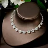 Серьги ожерелья устанавливают моду Нигерии 2pcs Square Bridal Zirconia for Women Party Luxury Dubai CZ Crystal Wedding N-1456