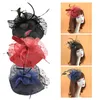Berets Fascinator Hair Clip Mesh Feathers For Women Girls Gauze Handmade Headband Wedding Headwear Decoration Hat
