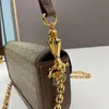 Chain Crossbody Bag Handväskor Vintage Shoulder Bags Gold Hardware Classic Letter Canvas Leather Clutch Purse Flap HASP CEMBER TELEFON P220T