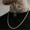 Männer Seile Lange Halskette Edelstahl Minimalistische Twistseilkette Halskette in goldenem Silber 2 bis 5 mm erhältlich