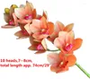 装飾的な花1つのpu蘭3d印刷シンビジウム植物人工本物のタッチピンクカラー結婚式のセンターピースのためのピンクカラーオーキッド