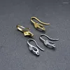 Hoop Earrings High Quality Non Oxidizing Real Gold Plated CZ Paved Fish Wire Earring For Diy Jewelry