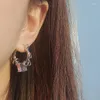 Hoop Earrings 2023 Fashion Pink Heart Design Irregular For Women Girls Personality Sweet Cool Asymmetrical Stud Jewelry