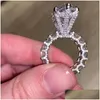 Pierścionki ślubne 10ct Big Diamond Pierścień Vintage biżuteria 925 Sterling Sier Unikalne koktajlowe gruszce białe kamienie topazowe kobiety Engagemen dhiid