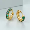 Hoop Earrings Luxury Female Green Crystal Drop Simple Yellow Gold Color Wedding For Women