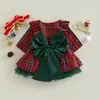 Robes Fille Bmnmsl Toddler Christmas Dress Plaid Print Manches Longues Col Rond À Volants Tulle Patchwork A-Line