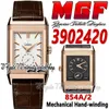 MGF Reverso Tribute Duoface MG3902420 MENS WATM 854A/2 Mechaniczne ręczne grzywy podwójne strefa czasowa Rose Gold Case White Dial Pasek Super Edition Edition Watches