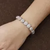 Bracelets de liaison bracelet rond classique avec minuscule zircone cubique pour les femmes Gift White Gold Color Pulseras Mujer AB057