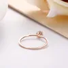 Anneaux de mariage ZooMango Titanium Steel 6 Prong Setting Cubic Zirconia Crystal Ring Rose Gold Color Engagement For Women ZR19164