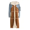 Trench da donna Cappotto di lana da donna Risvolto Manica lunga Allentato Vita con lacci Patchwork di jeans Sopra l'inverno femminile