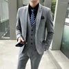 Men's Suits Suit Jacket Pants Vest 3 Pcs Set / Fashion Men's Casual Boutique Business Plaid High Quality Blazers Coat Trousers Waistcoat