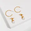 Hoop Earrings Jaeeyin 2023 Arrivals Bamboo Gold Color White Pearl Wire Wrape Twist Dangle Removable Gift For Women Girlfriend