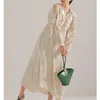 Casual Dresses 2023 Spring Fairy Vestidos V Neck Off Shoulder Ruffles Patchwork Long Sleeve Pleated Loose Japanese Robes