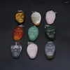 Pendant Necklaces 5pcs/lot Natural Stone Skull Mix Color Agates Charms For DIY Jewerly Necklace Making 26x32mm