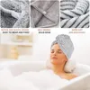 Asciugamano da bagno Donna Fibra di carbone di bambù Cappello per asciugare i capelli Soffione doccia Turbante Wrap Quick Dry Cap Per camera femminile 25x65CM 230105