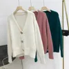 Kadın Sweaters Seksi V Boyun Torunlu Sweater Kadınlar Tops 2023 Sonbahar Kış Giyim Zarif Şık Şık Tek Göğüslü Uzun Kollu Hırka
