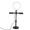 Flash Heads 16cm LED Selfie Ring Light med dubbel telefonhållare för PO Studio Live Video Stream Makeup