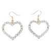 Dangle Earrings Japanese Korean Fashion Hundred Hollowed-out Love Pendant Long Pearl Peach Heart Ear Clip No Hole Female