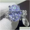 Wedding Rings Unique Top Sell Vintage Jewelry Couple 925 Sterling Sier Dragon Claw Oval Cut White Topaz Cz Diamond Women Bridal Ring Dhcub