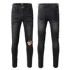 Jeans pour hommes marque de luxe Lettre Star Hommes Broderie Patchwork Jeans déchirés Pantalon Droit Slim Élastique Denim Fit Moto Pantalon À La Mode Streetwear taille 28-38