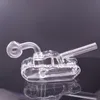 Einzigartiges Design, Glas-Ölbrenner, Bong, Tankform, Bubbler, Rauchwasserpfeifen mit 14 mm männlichem Downstem, Ölnageltopf, tragbar für Reisen, 2 Stil-Fot-Option