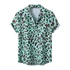 Mäns avslappnade skjortor Stylish Leopard Print Hawaiian Aloha Shirt Men 2023 Summer Short Sleeve Beach Mens Holiday Party Holiday Clothing