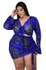 Trainingsanzüge Plus Größe Frauen Sets Bandage Floral Print Shirts Und Kleider 2023 Sommer Zwei Stück Set Mode Weibliche Großhandel Mesh kleidung