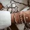 Bangle Vintage Gold Color Faux Pearl Crystal Sun Pendant Bracelet Fashion Bracelets For Women Boho Multilevel Chain Jewelry Gift