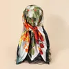 Scarves 90CM Square Scarf Women Floral Print Foulards Hijab Bandana Lady Neckerchief Silk Wraps Small Headband Female Bow Ties