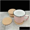 Mats Pads Classic Round Plain Cork Coasters Placemat Drink Wine Mat Tea Cup Pad Creative Party Gift Customizable Dbc Drop Delivery Dhdqx