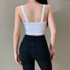 Débardeurs pour femmes QINJOYER Femmes Simple Coupe Du Sein Poitrine En Cuir Sling Pour Avec Sexy Slim-Fit U-Neck Vest Tops Slim Crop Top Camisole