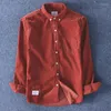 Casual shirts voor heren heren corduroy shirt met lange mouwen reguliere katoenen knop omlaag kraag met borstzak man hoge kwaliteit