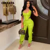 Femmes deux pièces pantalons CM YAYA élégant faux cuir PU femmes ensemble tunique débardeurs Safari costume survêtement survêtement Fitness tenues 230105