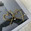 Boucles d'oreilles cerceau mignon grand coeur contour plaqué or 2023 Vintage fausse perle amour Contour coréen bijoux pour femmes Boucle