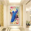 Obrazy DIY Peacock Diamond Painting 5D Zwierzęca Dekoracja Dekoracja Haftowa Przewód Krzyżowy Prezent dla przyjaciół DH0339 Drop dostawa Garde Dhrwp