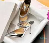Elegancki luksusowy projekt suknia ślubna buty wysokie obcasy kobiety kryształowa perła pasek czółenka damskie szpiczasty nosek seksowna pani buty do chodzenia EU35-41