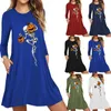 Kvinnors hoodies tröjor Spring Pocket Dresses Halloween Slim Autumn Trip Plus Size Causal Löst tryckt långärmad miniklänning