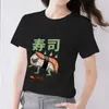 Magliette da donna Top Casual Basic Girocollo Abbigliamento femminile sottile Cute Monster Printing Series Camicia nera per pendolari da donna