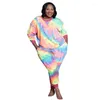 Tracksuits 5xl Plus Size Sets For Women Leopard Tie Dye Tops And Pants 2023 Autumn Two Piece Casual Tracksuit Wholesale Clothes